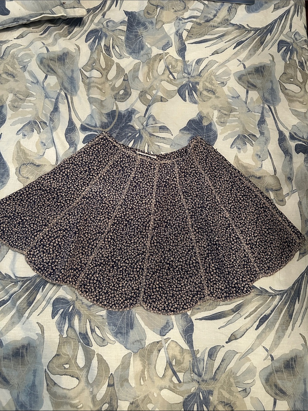 MOVING SALE Floral Scalloped Hem Mini Skirt - Black Floral